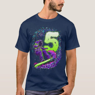 Funny Boy 5th Birthday Astronaut Buitenruimte Surf T-shirt