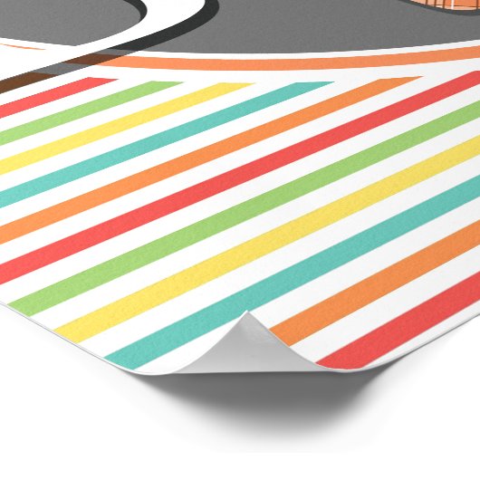 Funny Boy Baby shower Bright Rainbow Stripes Poster (Hoek)