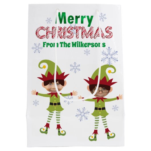 Funny Boy Elves Aangepaste Kinder Foto's Vrolijk K Medium Cadeauzakje (Achterkant)