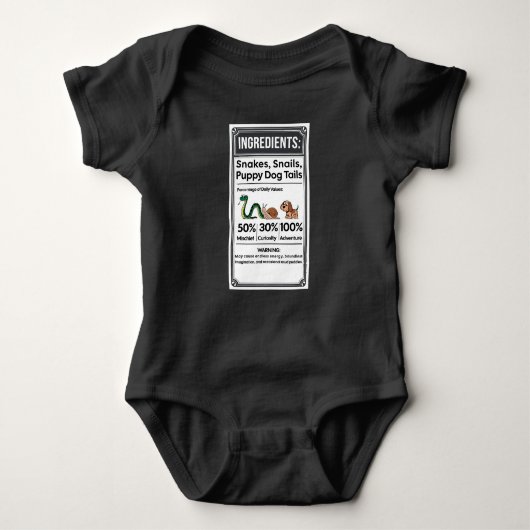 Funny Boy Ingredient Label Eenvoudig Halloween Romper (Voorkant)