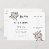 Funny Boy Life Hippo Baby shower Uitnodiging (Voorkant / Achterkant)