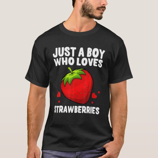 Funny Boy Strawberry Design for Men Kinder Strawbe T-shirt (Voorkant)