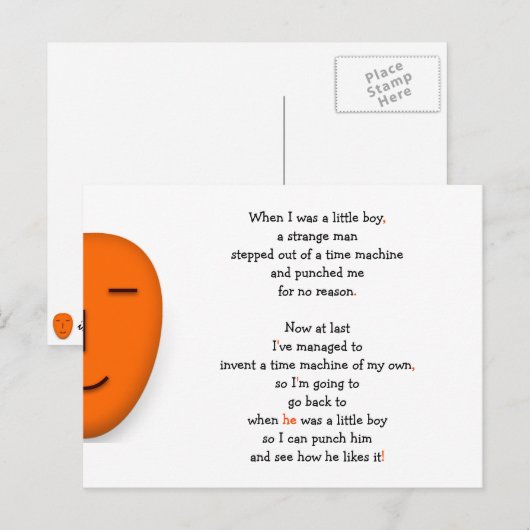 Funny Boy Time Machine die nooit Joke Humor LOL be Briefkaart (Voorkant / Achterkant)