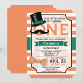 Funny Boy's 1st Birthday Party Uitnodiging (Voorkant / Achterkant)