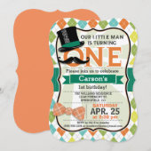 Funny Boy's 1st Birthday Party Uitnodiging (Voorkant / Achterkant)