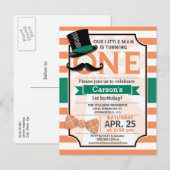 Funny Boy's 1st Birthday Party Uitnodiging (Voorkant / Achterkant)