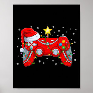 Funny Boys Christmas Shirten Videogame Santa Hat G Poster