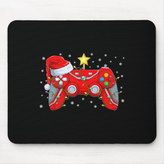 Funny Boys Christmas Shirts Video Game Santa Hat G Muismat (Voorkant)