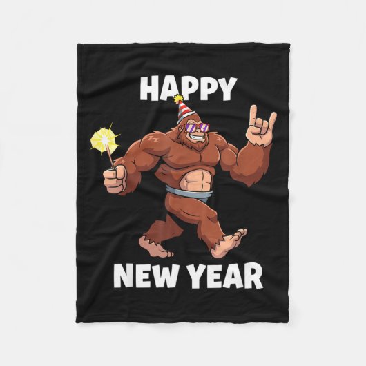 Funny Boys Nye Outfit, Mens Fireworks Bigfoot Happ Fleece Deken (Voorkant)