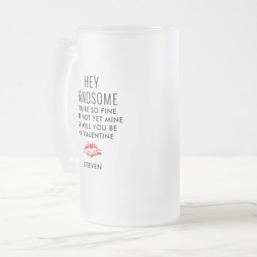 Funny Boyvriend Valentijnsdag gepersonaliseerd Matglas Bierpul (Voorkant links)