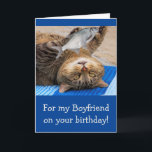 Funny Boyvriend Vist Birthday Kaart<br><div class="desc">Geef je man een kaart die hij zich zal herinneren met deze grappige kat en vis. Geweldig voor het man dat gewoon nog een keer moet gooien. Bedankt om te kijken en te hopen dat je geniet. Foto ©Christine Greenspan</div>