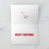 Funny Brachiosaurus Santa Dinosaur-kerstcitaat Kaart (Binnen)