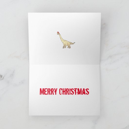 Funny Brachiosaurus Santa Dinosaur-kerstcitaat Kaart (Binnen)