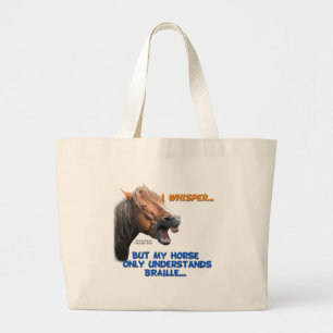 Funny Braille Horse Grote Tote Bag