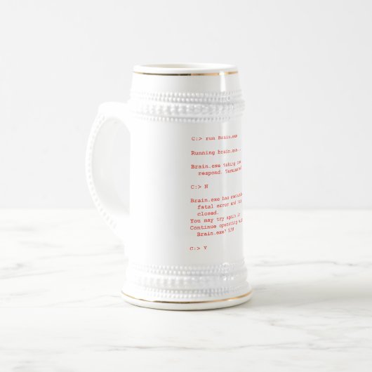 Funny Brain.exe Fout Computer Geek Humor Bierpul (Voorkant links)