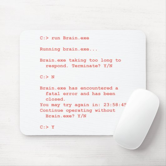Funny Brain.exe Fout Computer Geek Humor Muismat (Met muis)