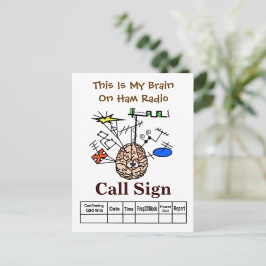 Funny Brain op Ham Radio QSL-kaart Briefkaart (Staand voorkant)