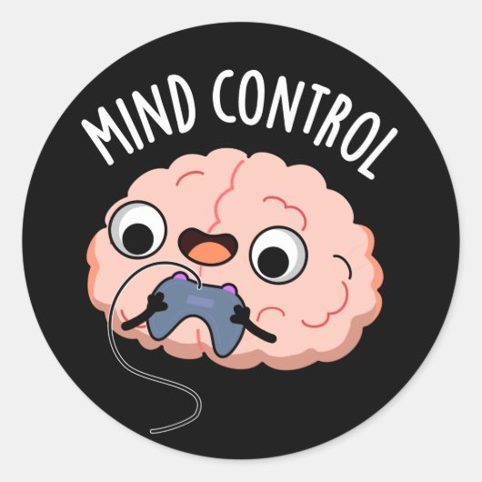 Funny Brain Pun Dark BG Ronde Sticker (Voorkant)