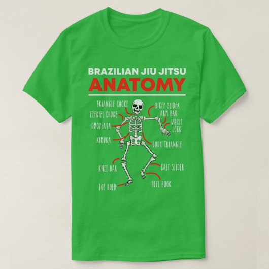 Funny Brazilian Jiu Jitsu Martial Arts Anatomy Ske T-shirt (Design voorkant)