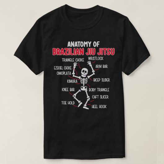 Funny Brazilian Jiu Jitsu Skeleton T-shirt (Design voorkant)