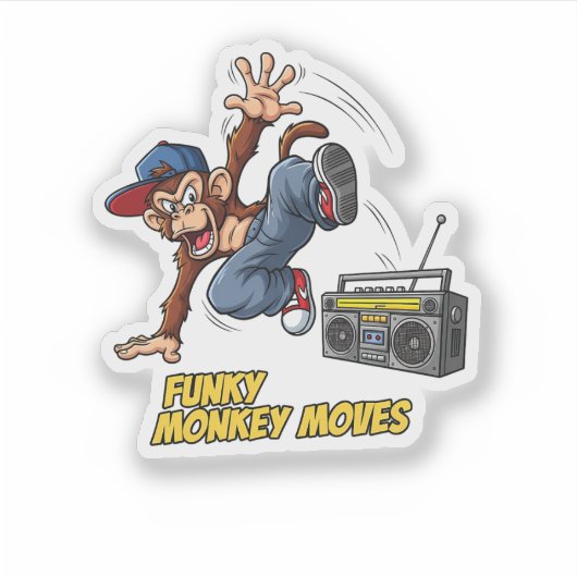 Funny Breakdance Monkey Hip-Hop Dance  Sticker (Voorkant)