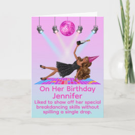 Funny Breakdancing Disco Doll Birthday Card Kaart