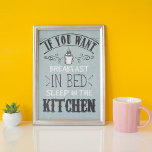 Funny Breakfast in Bed Typography Quote Kitchen Poster<br><div class="desc">Ontbijt in Bed Funny Kitchen Poster - Heb je de populaire zin gehoord: "Het is grappig omdat het waar is"? Dat geldt zeker voor dit typografische poster in smaakvolle tinten blauw, grijs en wit. Met de luie boodschap: "Als je in bed wilt ontbijten, slaap in de keuken". Voeg een humoristische...</div>