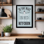Funny Breakfast in Bed Typography Quote Kitchen Poster