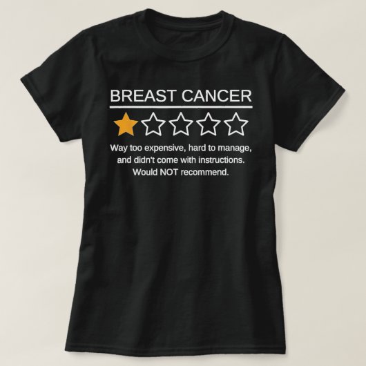 Funny Breast Cancer Awareness 1 Star Rating Cancer T-shirt (Design voorkant)