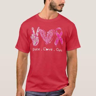 Funny Breast Cancer Awareness Costume Pink Peace L T-shirt