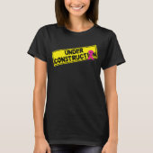 Funny Breast Cancer onder bouwroze lint T-shirt (Voorkant)