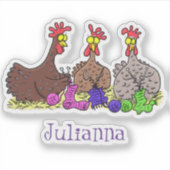 Funny breitting cartoon kippen sticker (Voorkant)