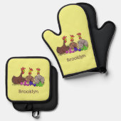 Funny breitting cartoon ovenwant & pannenlap set (Voorkant / Achterkant)