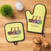 Funny breitting cartoon ovenwant & pannenlap set (Top down)