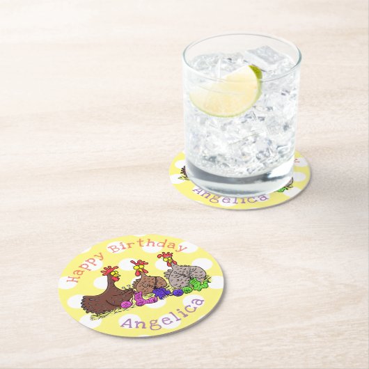 Funny breitting cartoon ronde kartonnen onderzetter (Insitu)