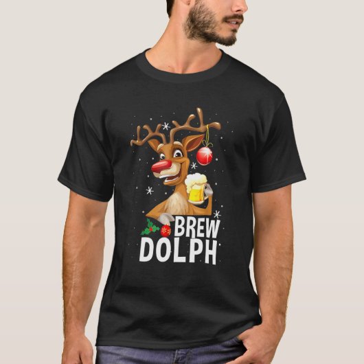 Funny Brew Dolph Reindeer Drink bier Matching C T-shirt (Voorkant)