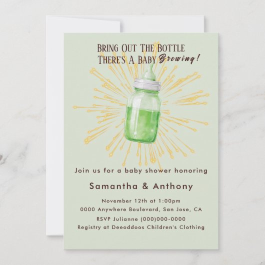 Funny Brewing Baby Shower Invitation Kaart (Voorkant)