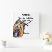 Funny Briard Waterverf Canine Art  Vierkante Klok (Huis)