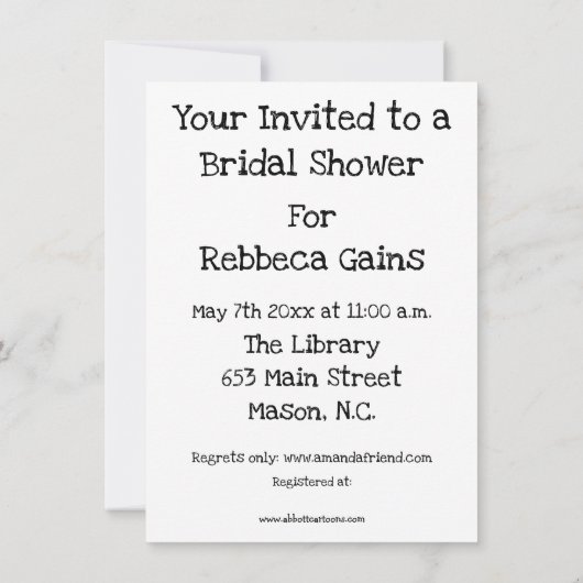 Funny Bridal Shower Kaart (Achterkant)