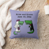 Funny Bride en Groom Alligator Wedding Art Kussen (Deken)