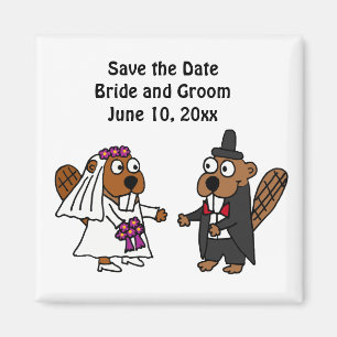 Funny Bride en Groom Beaver Wedding Design Magneet