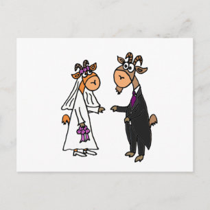 Funny Bride en Groom Goat Wedding Briefkaart