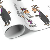 Funny Bride en Groom Goat Wedding Cadeaupapier (Rol Hoek)