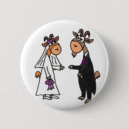 Funny Bride en Groom Goat Wedding Ronde Button 5,7 Cm (Voorkant)