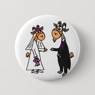Funny Bride en Groom Goat Wedding Ronde Button 5,7 Cm