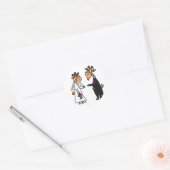Funny Bride en Groom Goat Wedding Ronde Sticker (Envelop)