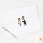 Funny Bride en Groom Goat Wedding Vierkante Sticker (Envelop)