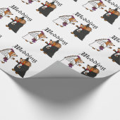 Funny Bride en Groom Hedégel Wedding Art Cadeaupapier (Hoek)