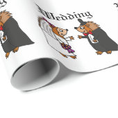 Funny Bride en Groom Hedégel Wedding Art Cadeaupapier (Rol Hoek)