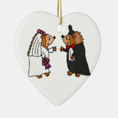 Funny Bride en Groom Hedégel Wedding Art Keramisch Ornament (Rechts)